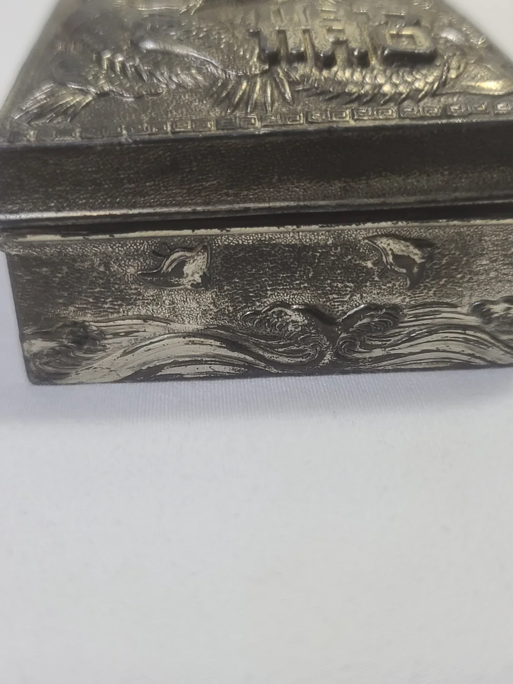 Vintage Dragon Japanese Metal Jewelry Trinket Box